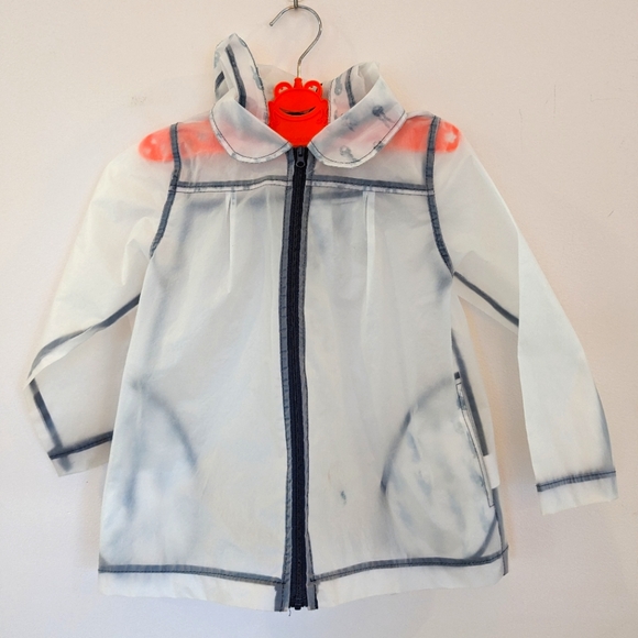 SEED Heritage Translucent Hooded Zip-up Collar Raincoat with Pockets Youth 4-5 - Picture 1 of 10